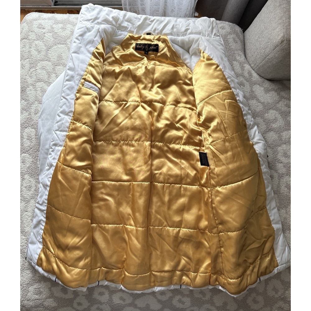 Baby Phat Puffer Jacket Long Women's Size M Color White And Gold - Picture 12 of 14